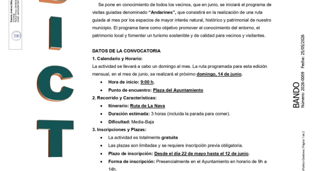 Programa de Rutas guiadas mensuales